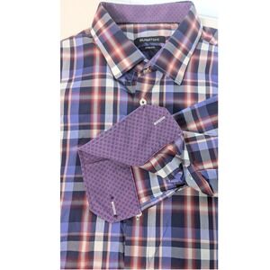 BUGATCHI XXL Plaid Shaped Fit Button Down Long‎ Sleeve Men's Shirt Purple